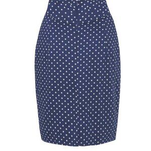 Emily and Fin royal blue polka dot pencil skirt; large